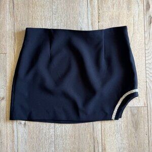 Zara Black Rhinestone Curved Side Cut Out Evening Mini Skirt Size XL